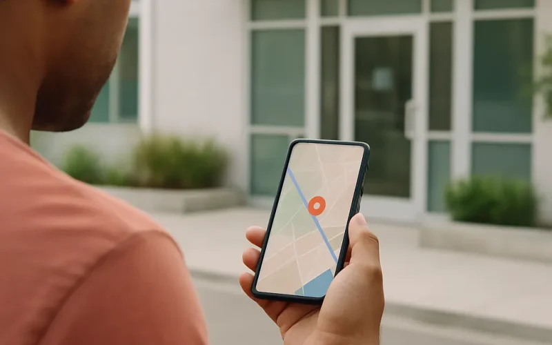 Doctor reviewing local SEO mistakes on a laptop showing Google Maps rankings.