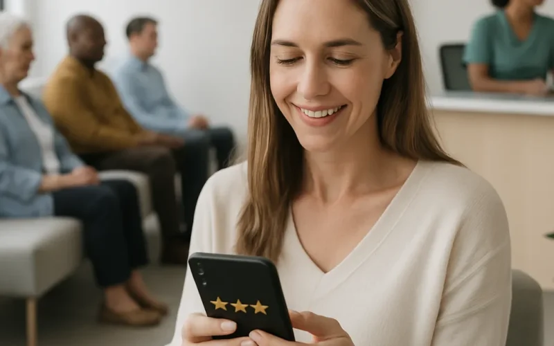 Practice owner reviewing bad Google reviews on a laptop and planning a response strategy.