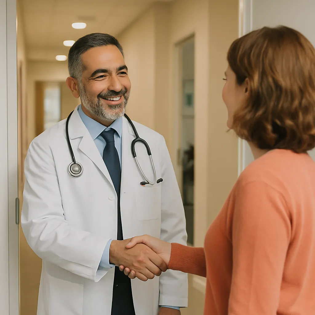 Patient using a laptop to schedule an appointment, becoming one of the booked patients from a medical practice website.