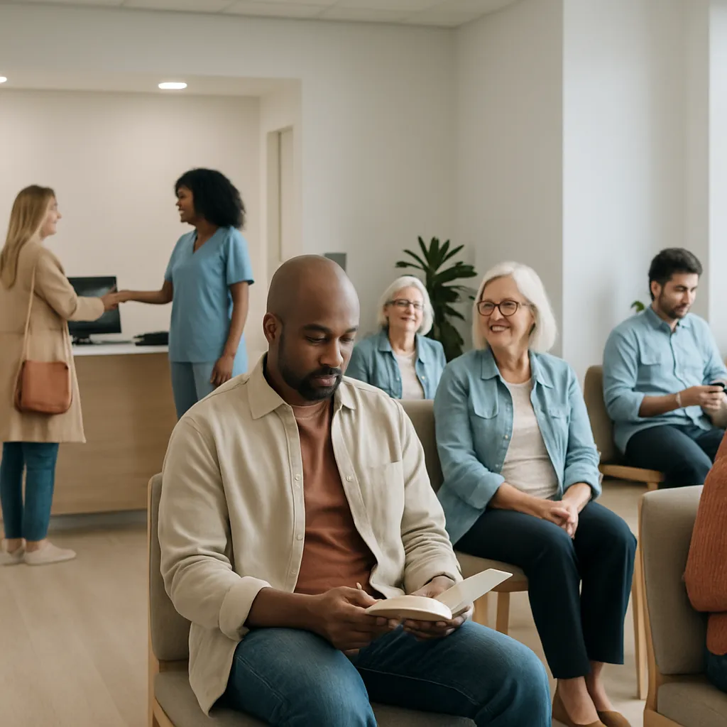 Front desk staff reviewing whether voice AI should book new patients at a medical practice. — voice ai book new patients