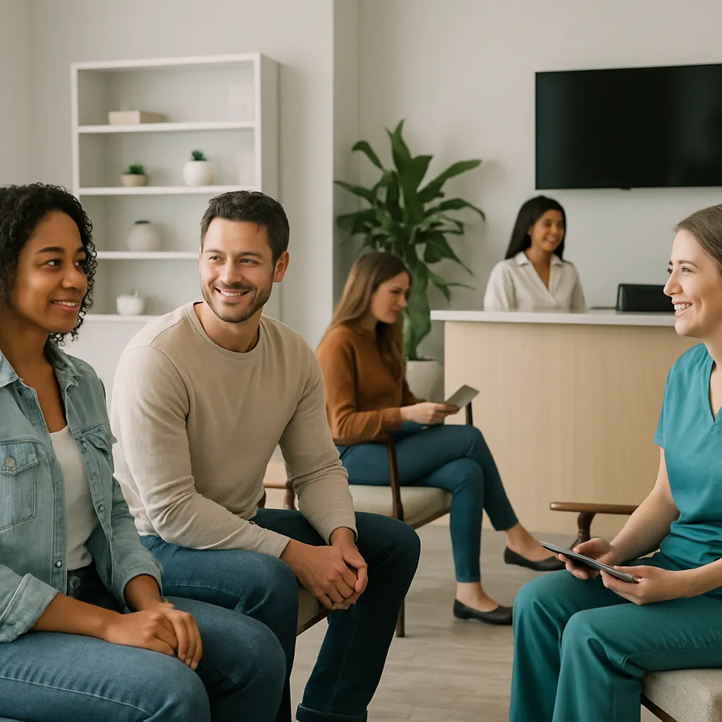 Chiropractor reviewing a chiropractic marketing dashboard with new patient numbers