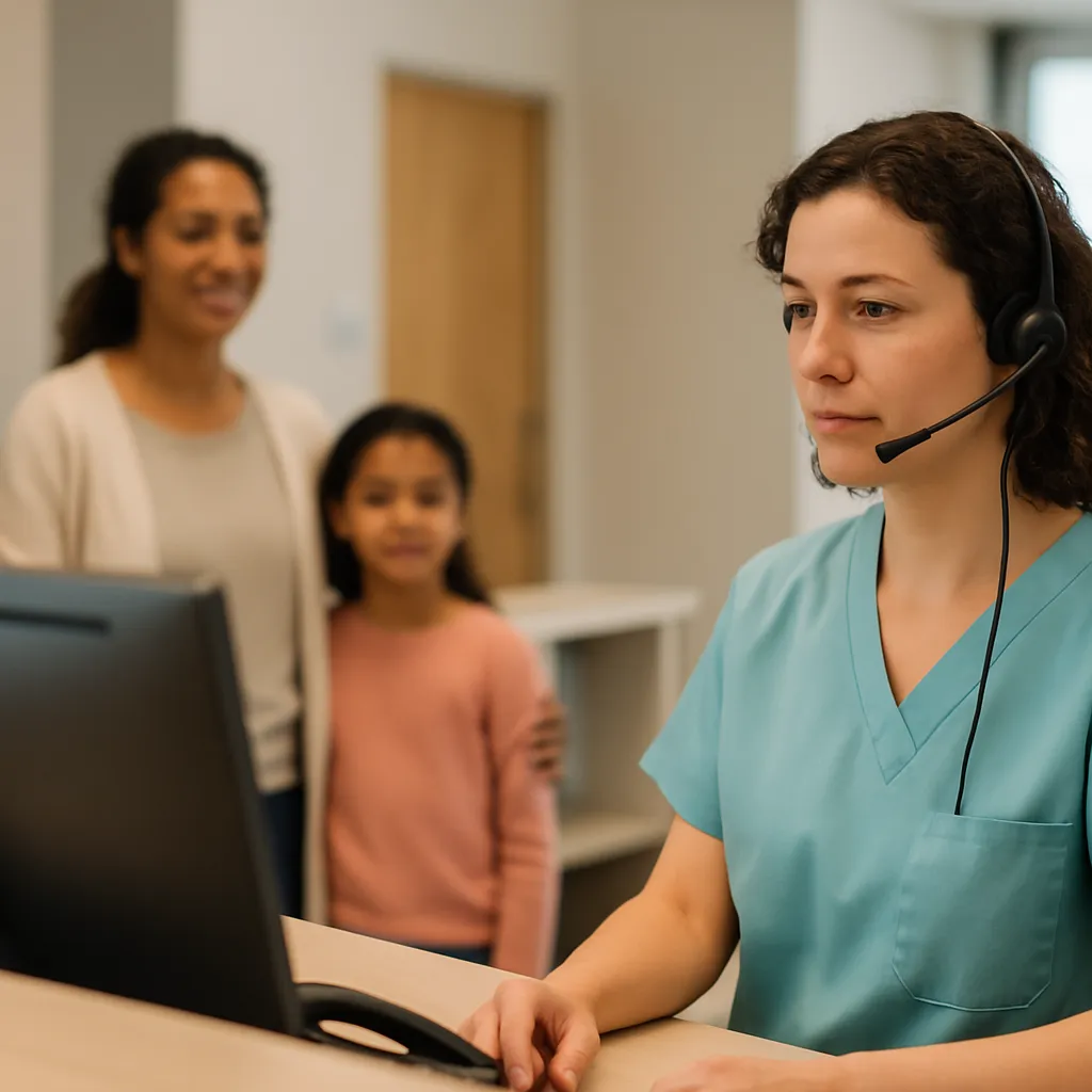 Medical office manager reviewing voice AI PHI leaks in call transcripts on a secure dashboard