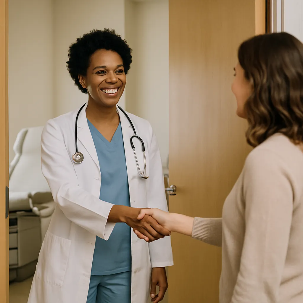 OB-GYN marketing playbook illustration showing trust signals and patient communication tools for a women's health practice
