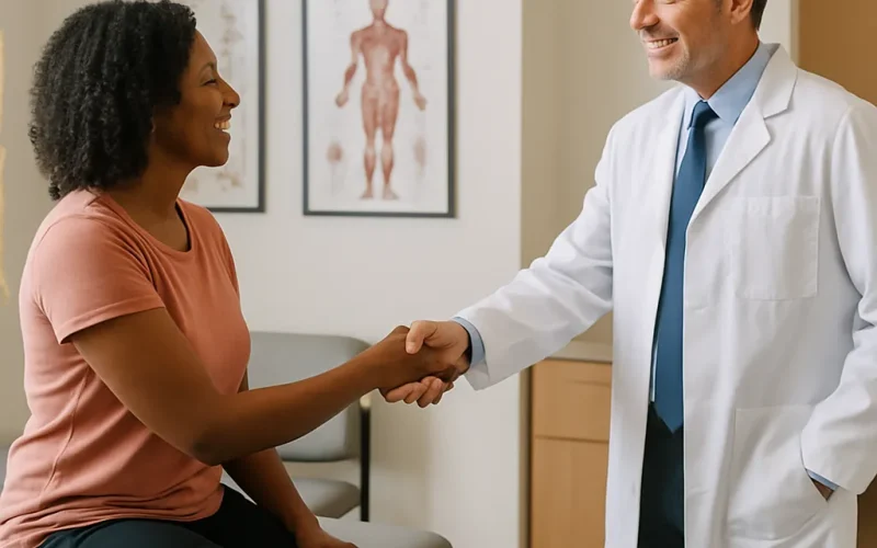 Orthopedic marketing strategy session for a surgical practice reviewing patient acquisition data.