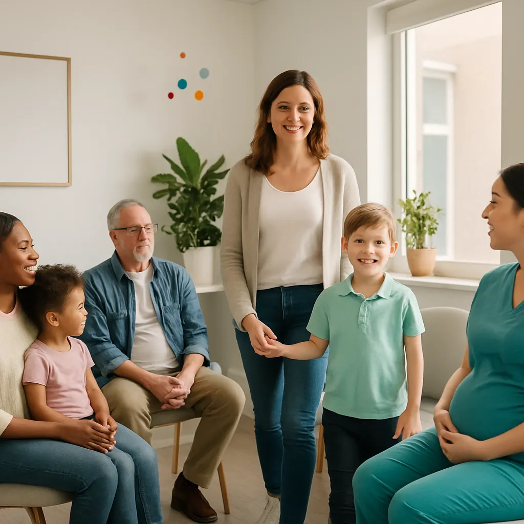 A pediatrician greeting a toddler and parent, illustrating pediatric marketing that builds loyal families.