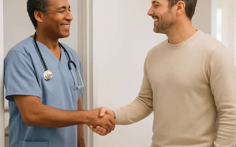 Patient on mobile phone frustrated by autoplay videos on a medical practice website